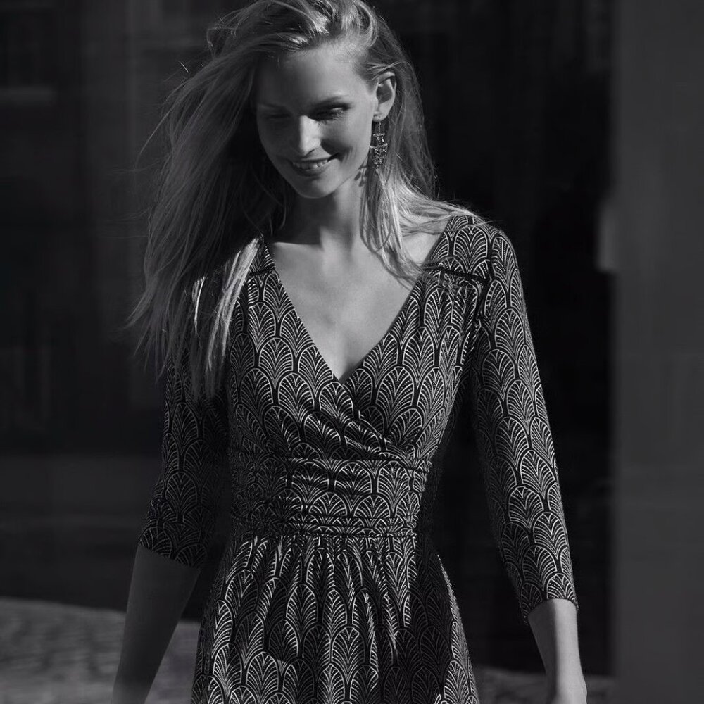Anthropologie 'Galena' Black & White Midi Dress by Maeve